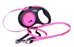 Smycz flexi automatyczna New Neon S taśma 5 m - dla psa do 15 kg, kolor różowy