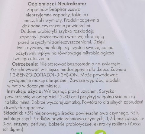 BEAPHAR - odplamiacz i neutralizator zapachów - 500ml BEAPHAR - odplamiacz i neutralizator zapachów - 500ml