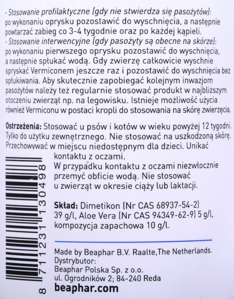 BEAPHAR - spray na pchły i kleszcze dla psa i kota - 250 ml BEAPHAR - spray na pchły i kleszcze dla psa i kota - 250 ml