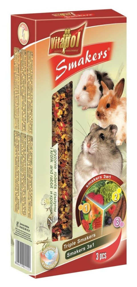 VITAPOL Kolby MIX (warzywno-owocowo-świętojańskie) dla gryzoni 3szt 135g VITAPOL Kolby MIX (warzywno-owocowo-świętojańskie) dla gryzoni 3szt 135g
