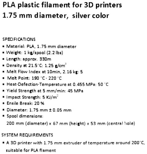 GEMBIRD FILAMENT PLA 1.75MM, 1KG, KOLOR SREBRNY GEMBIRD FILAMENT PLA 1.75MM, 1KG, KOLOR SREBRNY