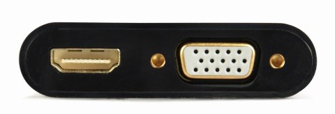 GEMBIRD ADAPTER HDMI MĘSKI DO HDMI ŻEŃSKI + VGA ŻEŃSKI Z AUDIO + PORT ZASILANIA GEMBIRD ADAPTER HDMI MĘSKI DO HDMI ŻEŃSKI + VGA ŻEŃSKI Z AUDIO + PORT ZASILANIA