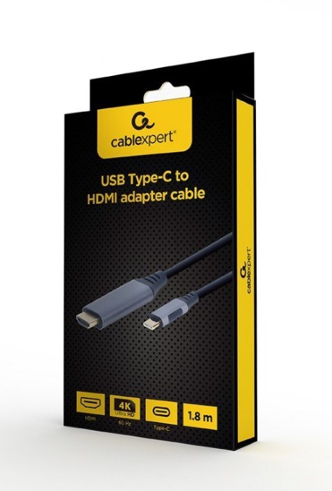 GEMBIRD ADAPTER USB TYP-C DO HDMI NA KABLU, 1.8M, 4K, KOLOR SZARY GEMBIRD ADAPTER USB TYP-C DO HDMI NA KABLU, 1.8M, 4K, KOLOR SZARY