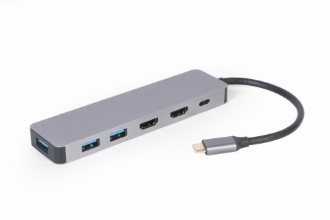 GEMBIRD MULTI ADAPTER USB TYP-C 3W1 SREBRNY HUB USB, HDMI, PD (100W) GEMBIRD MULTI ADAPTER USB TYP-C 3W1 SREBRNY HUB USB, HDMI, PD (100W)