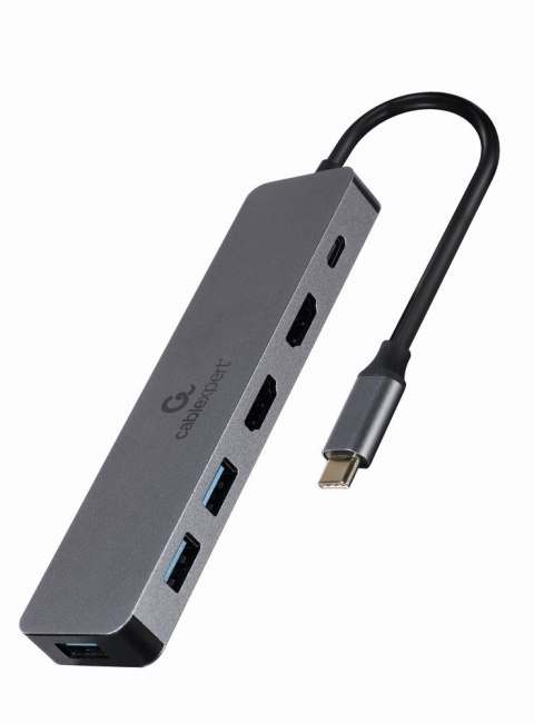 GEMBIRD MULTI ADAPTER USB TYP-C 3W1 SREBRNY HUB USB, HDMI, PD (100W) GEMBIRD MULTI ADAPTER USB TYP-C 3W1 SREBRNY HUB USB, HDMI, PD (100W)