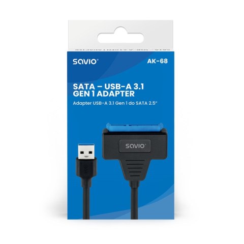 SAVIO ADAPTER SATA (F) - USB-A 3.1 GEN 1 (M) DO DYSKÓW 2.5" AK-68 SAVIO ADAPTER SATA (F) - USB-A 3.1 GEN 1 (M) DO DYSKÓW 2.5" AK-68