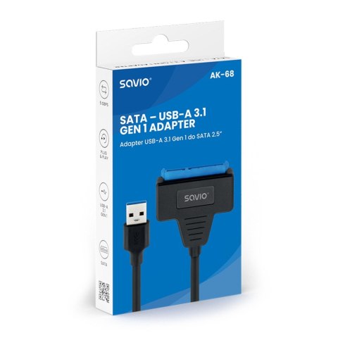 SAVIO ADAPTER SATA (F) - USB-A 3.1 GEN 1 (M) DO DYSKÓW 2.5" AK-68 SAVIO ADAPTER SATA (F) - USB-A 3.1 GEN 1 (M) DO DYSKÓW 2.5" AK-68