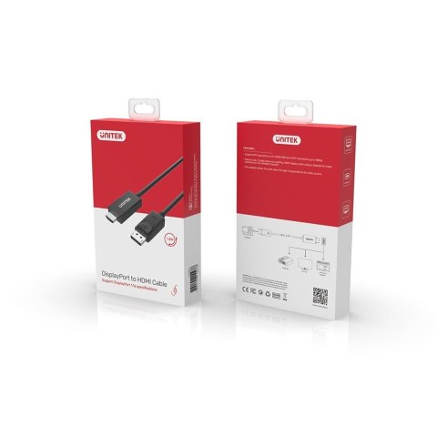 UNITEK ADAPTER DP - HDMI, M/M, 1,8M, Y-5118CA UNITEK ADAPTER DP - HDMI, M/M, 1,8M, Y-5118CA