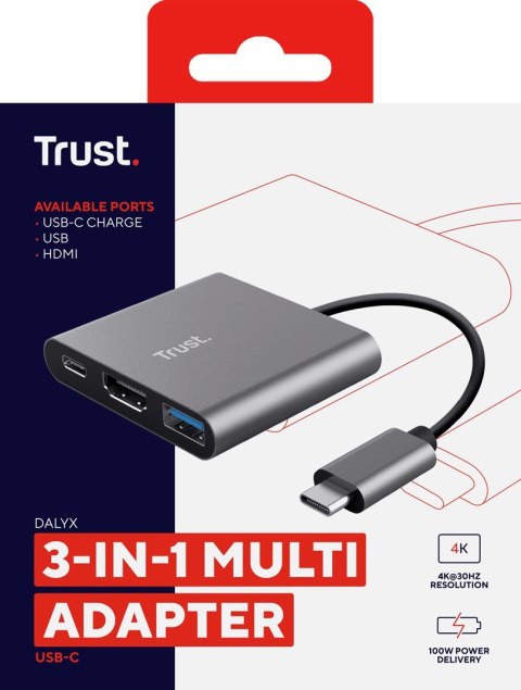 Adapter TRUST DALYX 3-IN-1 USB-C Adapter TRUST DALYX 3-IN-1 USB-C