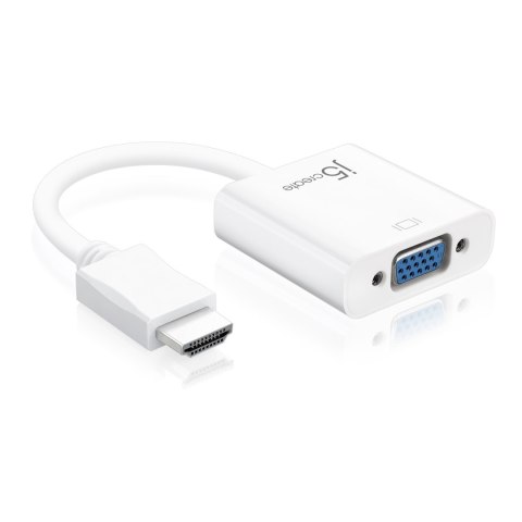 Adapter j5create HDMI to VGA Adapter (HDMI m - VGA f 3.5mm Audio f 10cm; kolor biały) JDA213-N Adapter j5create HDMI to VGA Adapter (HDMI m - VGA f 3.5mm Audio f 10cm; kolor biały) JDA213-N