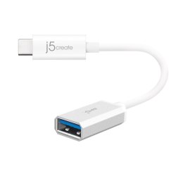 Adapter j5create USB-C 3.1 to Type-A Adapter (USB-C m - USB3.1 f 10cm; kolor biały) JUCX05-N