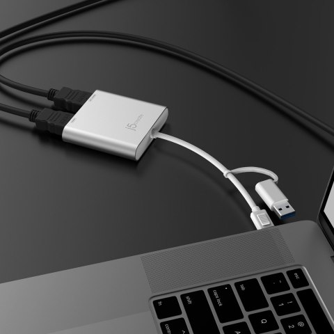 Adapter j5create USB-C to Dual HDMI Multi-Monitor Adapter (USB-C/USB3.1 m - 1x4K HDMI f + 1xHDMI f 20cm; kolor srebrny) JCA365-N Adapter j5create USB-C to Dual HDMI Multi-Monitor Adapter (USB-C/USB3.1 m - 1x4K HDMI f + 1xHDMI f 20cm; kolor srebrny) JCA365-N