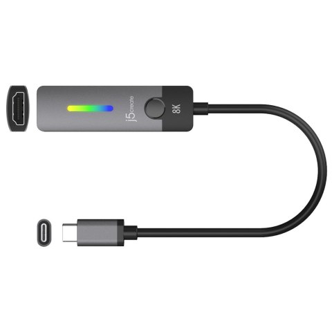 Adapter j5create USB-C to HDMI 2.1 8K Adapter (USB-C m - 8K HDMI f 10cm; kolor srebrno czarny) JCA157-N Adapter j5create USB-C to HDMI 2.1 8K Adapter (USB-C m - 8K HDMI f 10cm; kolor srebrno czarny) JCA157-N