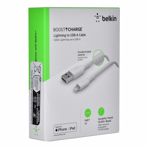 BELKIN KABEL USB A - LIGHTNING, 3M, BIAŁY BELKIN KABEL USB A - LIGHTNING, 3M, BIAŁY