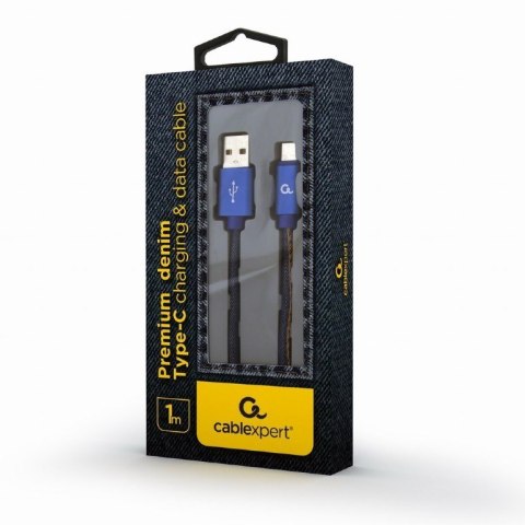 GEMBIRD KABEL USB TYPE-C (METALOWE WTYKI, OPLOT NYLONOWY W KOLORZE DENIM - JEANS) 1M GEMBIRD KABEL USB TYPE-C (METALOWE WTYKI, OPLOT NYLONOWY W KOLORZE DENIM - JEANS) 1M
