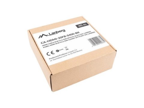LANBERG KABEL HDMI M/M V2.0 40M OPTYCZNY AOC CA-HDMI-20FB-0400-BK LANBERG KABEL HDMI M/M V2.0 40M OPTYCZNY AOC CA-HDMI-20FB-0400-BK