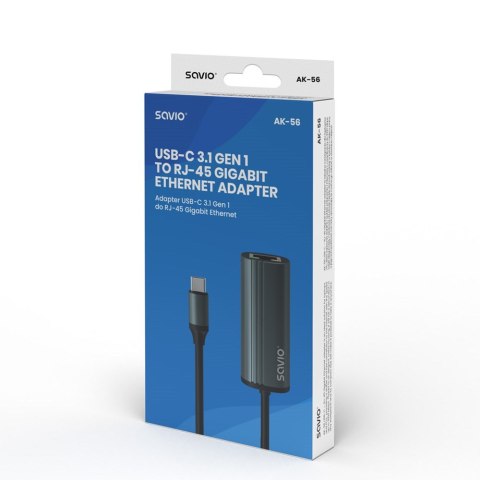 SAVIO AK-56 ADAPTER USB-C 3.1 GEN 1 DO RJ-45 SAVIO AK-56 ADAPTER USB-C 3.1 GEN 1 DO RJ-45
