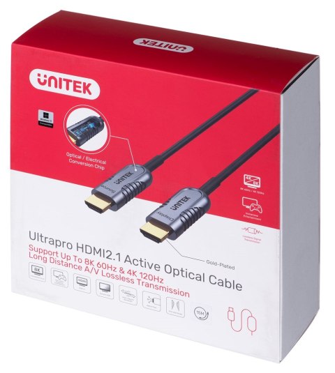UNITEK KABEL HDMI OPTYCZNY 2.1 AOC,8K, 4K120HZ,15M UNITEK KABEL HDMI OPTYCZNY 2.1 AOC,8K, 4K120HZ,15M