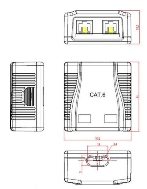 GEMBIRD GNIAZDO NATYNKOWE EKRANOWANE 2XRJ45 KAT. 6 GEMBIRD GNIAZDO NATYNKOWE EKRANOWANE 2XRJ45 KAT. 6