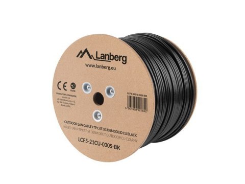 Kabel sieciowy zewnętrzne Lanberg LCF5-21CU-0305-BK (FTP; 305m; kat. 5e; kolor czarny) Kabel sieciowy zewnętrzne Lanberg LCF5-21CU-0305-BK (FTP; 305m; kat. 5e; kolor czarny)