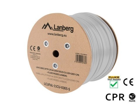 LANBERG KABEL UFTP KAT. 6A 305M DRUT CU LSZH SZARY CPR+FLUKE PASSED LANBERG KABEL UFTP KAT. 6A 305M DRUT CU LSZH SZARY CPR+FLUKE PASSED