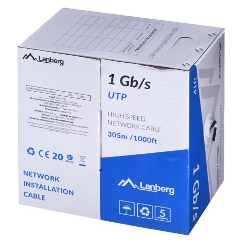 LANBERG KABEL UTP 1GB/S 305M DRUT CCA CZARNY LCU6-10CC-0305-BK LANBERG KABEL UTP 1GB/S 305M DRUT CCA CZARNY LCU6-10CC-0305-BK