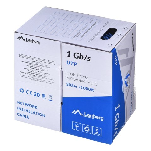 LANBERG KABEL UTP 1GB/S 305M DRUT CCA NIEBIESKI LCU6-10CC-0305-B LANBERG KABEL UTP 1GB/S 305M DRUT CCA NIEBIESKI LCU6-10CC-0305-B