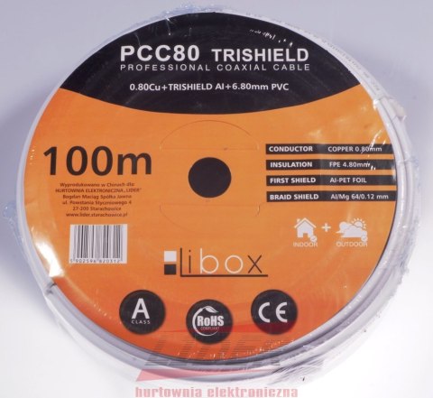 LIBOX KABEL KONCENTRYCZNY PCC80 ŻYŁA 0,8MM CU 100M LIBOX KABEL KONCENTRYCZNY PCC80 ŻYŁA 0,8MM CU 100M