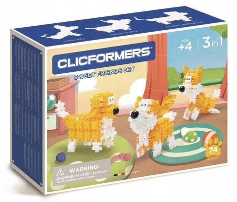 Klocki konstrukcyjne CLICFORMERS - Zestaw 74 el. - Psy (3 w 1): Golden Retriever, Shiba, Welsh Corgi Klocki konstrukcyjne CLICFORMERS - Zestaw 74 el. - Psy (3 w 1): Golden Retriever, Shiba, Welsh Corgi