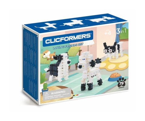 Klocki konstrukcyjne CLICFORMERS - Zestaw 79 el. - Psy (3 w 1): Border Collie, Buldog Francuski, Pudel Klocki konstrukcyjne CLICFORMERS - Zestaw 79 el. - Psy (3 w 1): Border Collie, Buldog Francuski, Pudel