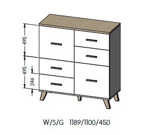 Komoda LOTTA 110 2D4S biały+ dąb sonoma Komoda LOTTA 110 2D4S biały+ dąb sonoma
