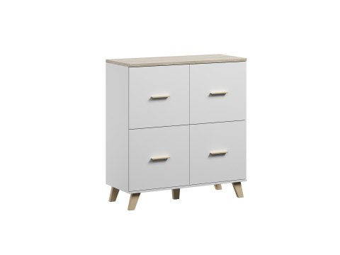 Komoda LOTTA 110 4D biały+ dąb sonoma Komoda LOTTA 110 4D biały+ dąb sonoma