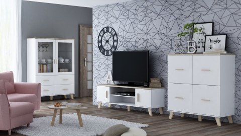 Komoda LOTTA 110 4D biały+ dąb sonoma Komoda LOTTA 110 4D biały+ dąb sonoma