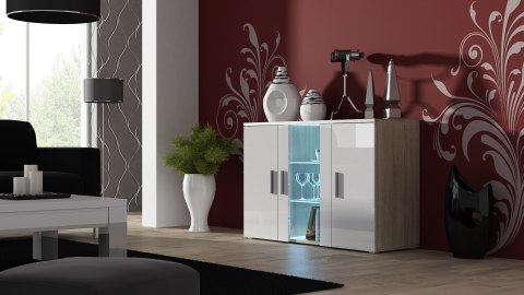 Komoda 120cm SOHO S7 dąb sonoma/ biały połysk Komoda 120cm SOHO S7 dąb sonoma/ biały połysk