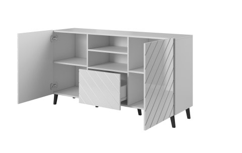 Komoda ABETO 150x42x82 biały/biały połysk Komoda ABETO 150x42x82 biały/biały połysk