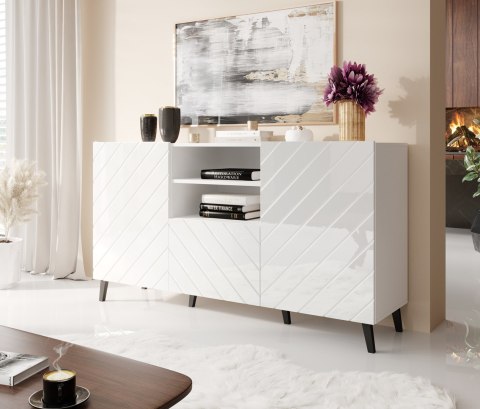 Komoda ABETO 150x42x82 biały/biały połysk Komoda ABETO 150x42x82 biały/biały połysk