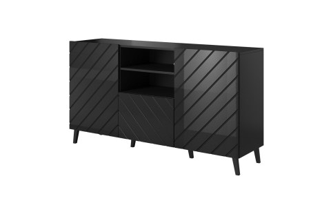 Komoda ABETO 150x42x82 czarny/czarny połysk Komoda ABETO 150x42x82 czarny/czarny połysk