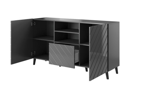 Komoda ABETO 150x42x82 grafit/grafit połysk Komoda ABETO 150x42x82 grafit/grafit połysk