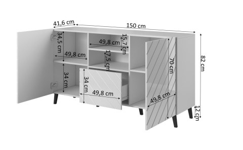 Komoda ABETO 150x42x82 grafit/grafit połysk Komoda ABETO 150x42x82 grafit/grafit połysk