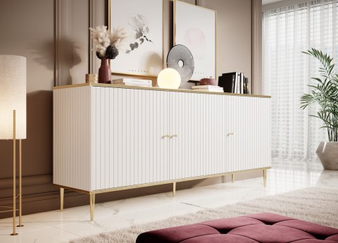Komoda GLAMOUR 180x40x75,5 biały mat + złoty Komoda GLAMOUR 180x40x75,5 biały mat + złoty