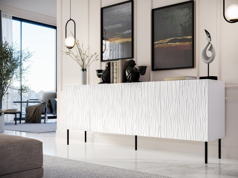 Komoda JUNGLE 190x40,5x74,5 biały mat + czarne nóżki Komoda JUNGLE 190x40,5x74,5 biały mat + czarne nóżki