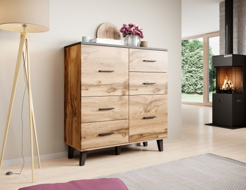 Komoda LOTTA 110 2D4S wotan + czarny mat Komoda LOTTA 110 2D4S wotan + czarny mat