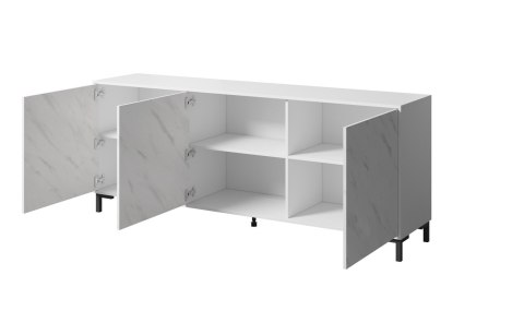 Komoda MARMO 3D 200x45xH80,5 biały mat/marmur biały Komoda MARMO 3D 200x45xH80,5 biały mat/marmur biały