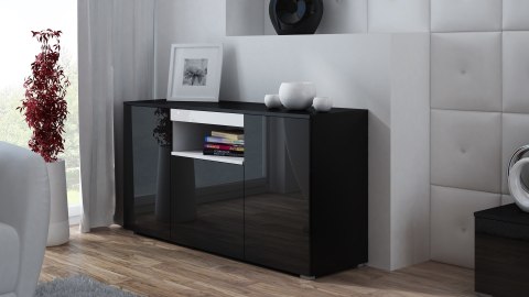 Komoda VIVA 150 czarny/ czarny połysk+ biały Komoda VIVA 150 czarny/ czarny połysk+ biały