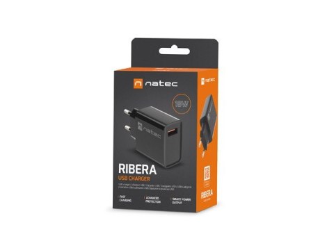 NATEC ŁADOWARKA SIECIOWA RIBERA USB-A 18W CZARNA NUC-2058 NATEC ŁADOWARKA SIECIOWA RIBERA USB-A 18W CZARNA NUC-2058