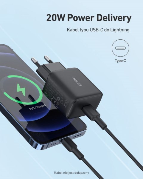 AUEKY PA-R1 BLACK ŁADOWARKA SIECIOWA 20W 1XUSB-C PD AUEKY PA-R1 BLACK ŁADOWARKA SIECIOWA 20W 1XUSB-C PD