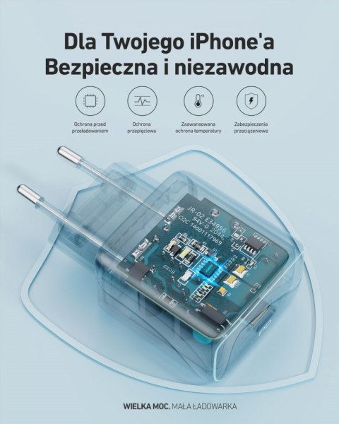 AUEKY PA-R1 BLACK ŁADOWARKA SIECIOWA 20W 1XUSB-C PD AUEKY PA-R1 BLACK ŁADOWARKA SIECIOWA 20W 1XUSB-C PD