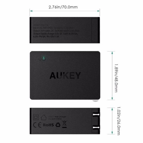 AUKEY 3XUSB ŁADOWARKA SIECIOWA PA-T14 BLACK AUKEY 3XUSB ŁADOWARKA SIECIOWA PA-T14 BLACK