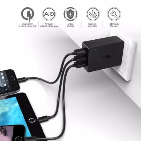 AUKEY 3XUSB ŁADOWARKA SIECIOWA PA-T14 BLACK AUKEY 3XUSB ŁADOWARKA SIECIOWA PA-T14 BLACK