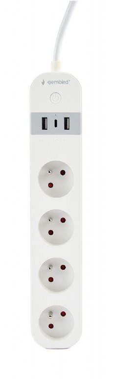 GEMBIRD INTELIGENTNA LISTWA ZASILAJĄCA Z ŁADOWARKĄ USB 4 GNIAZDA PL, BIAŁA GEMBIRD INTELIGENTNA LISTWA ZASILAJĄCA Z ŁADOWARKĄ USB 4 GNIAZDA PL, BIAŁA